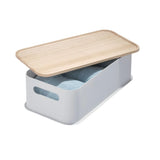Cesta Mediana y Tapa de Madera  8.4" x 16.9" x 3" Gris