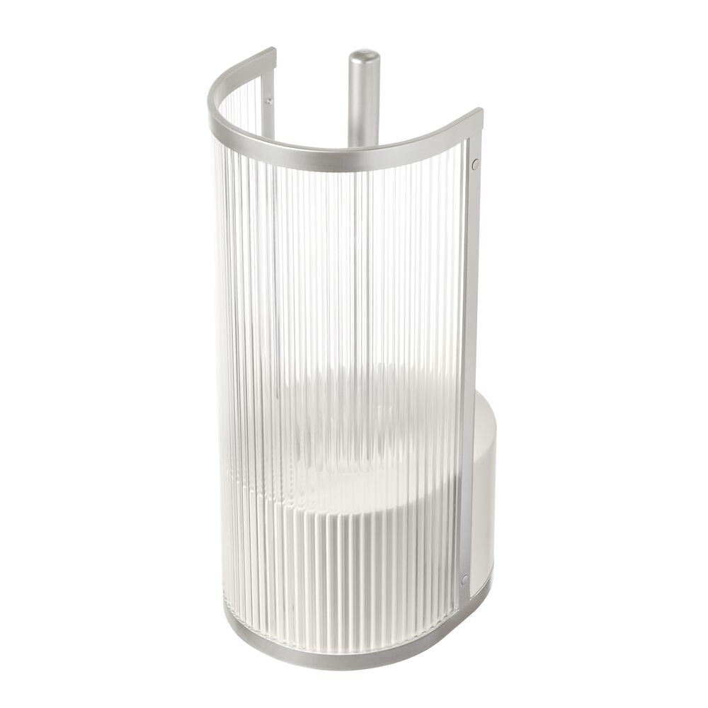 Cepillo de inodoro estriado con estante transparente/satinado/gris