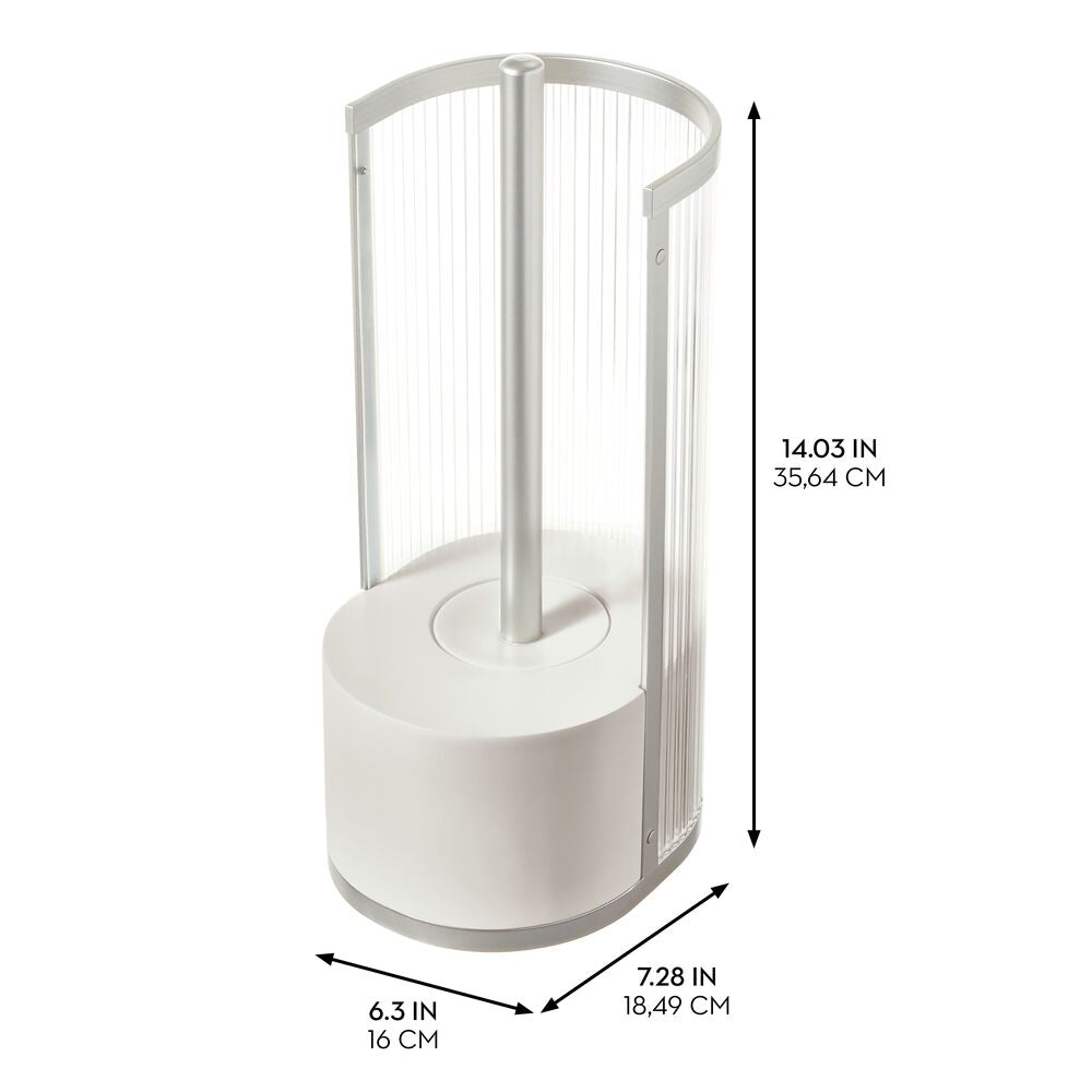 Cepillo de inodoro estriado con estante transparente/satinado/gris