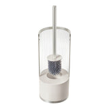 Cepillo de inodoro estriado con estante transparente/satinado/gris