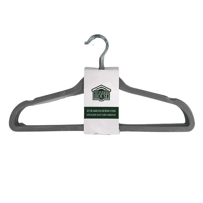 Gancho para ropa gris, juego de 5