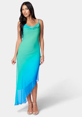 Vestido Asimétrico Ombré Verde/Azul - Bebe