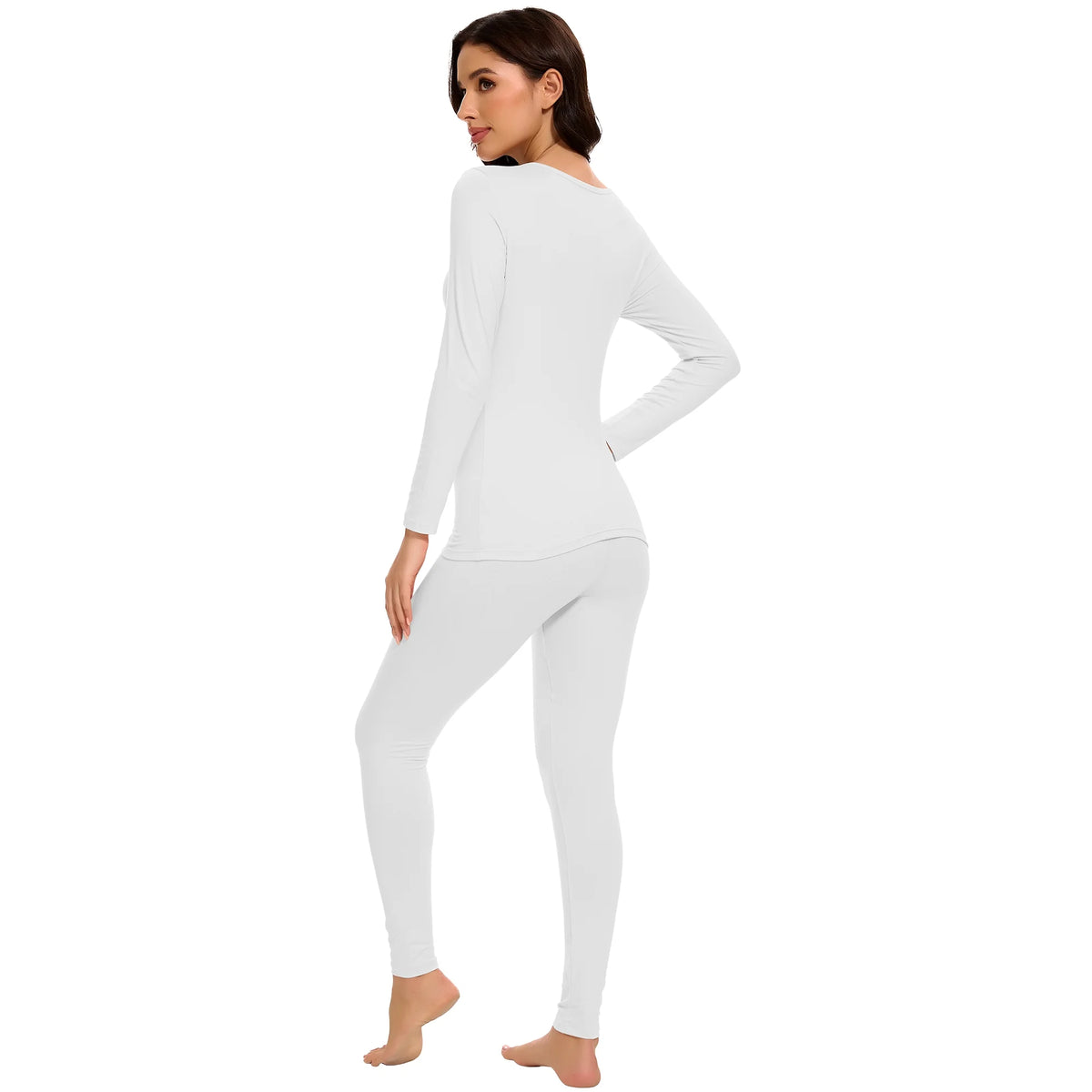 Conjunto térmico de 2 piezas para mujer, blanco