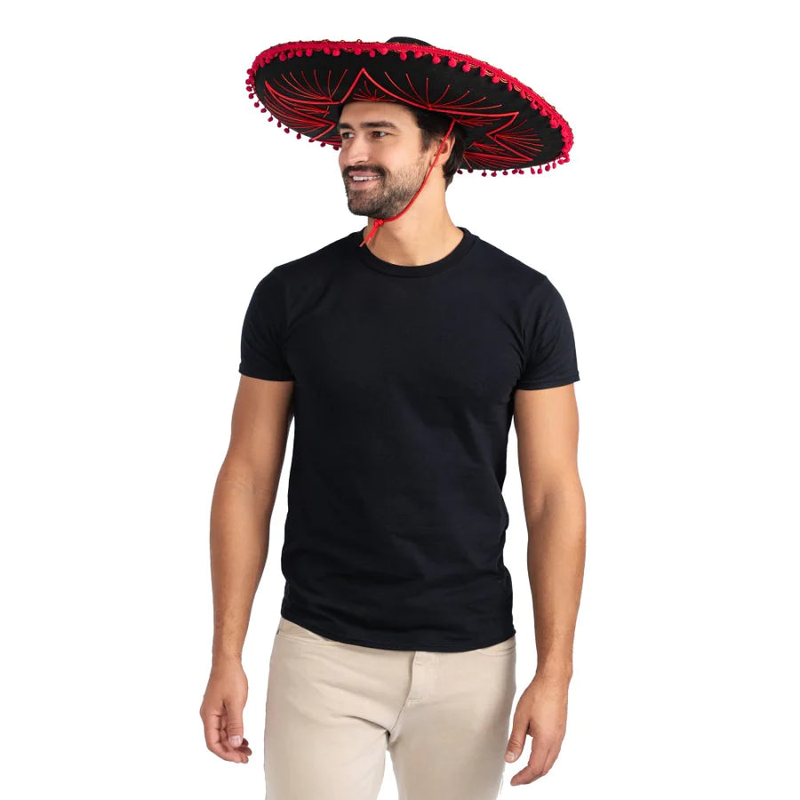 Sombrero Mexicano-Ribete Rojo Adultos