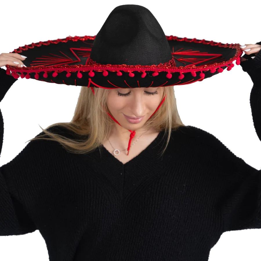 Sombrero Mexicano-Ribete Rojo Adultos