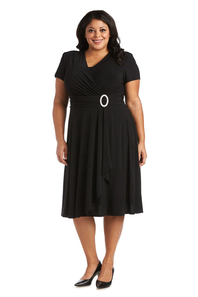 Vestido cruzado simulado negro - Tallas grandes - RM Richards