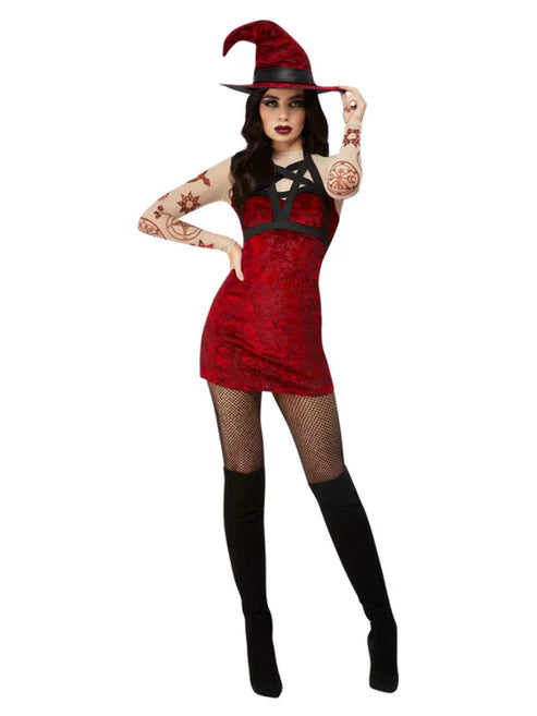 Disfraz de Bruja Satánica Fever, Rojo