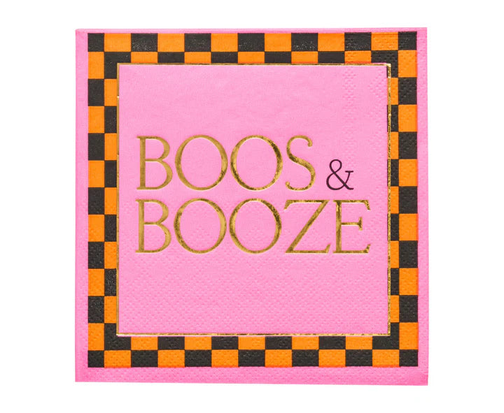 Servilleta de cóctel Boo Bold de 3 capas - Boos & Booze-5" Lámina dorada