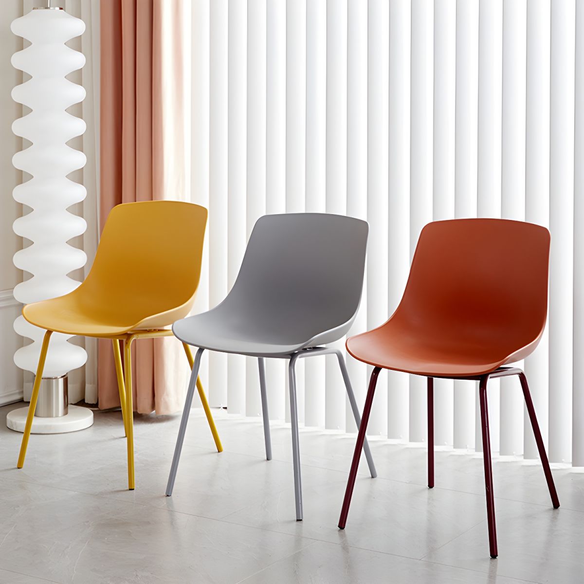 Nordic Style PP Plastic Dining Chair with Metal Frame Gold