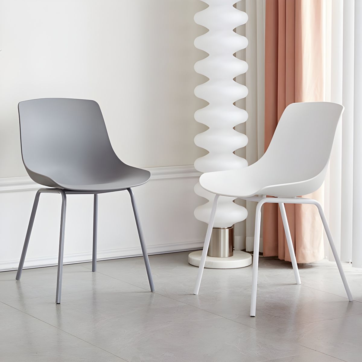 Nordic Style PP Plastic Dining Chair with Metal Frame White