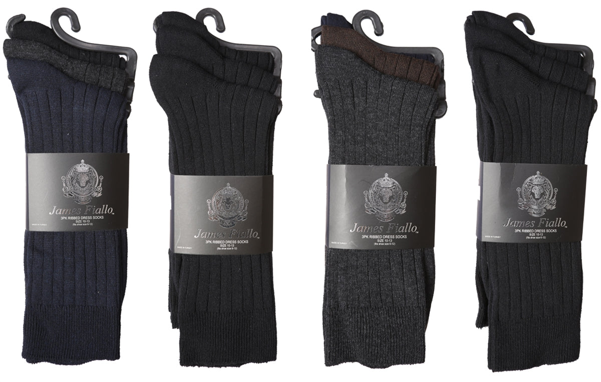 Calcetines de vestir acanalados para hombre, paquete de 3 pares