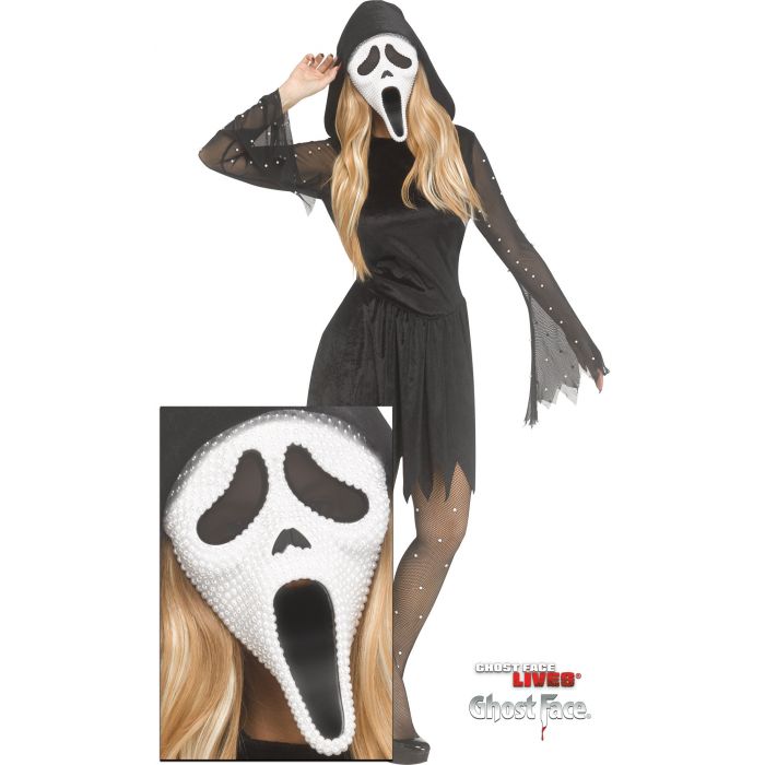 Pearl Velour Bling Ghost Face® - Adulto