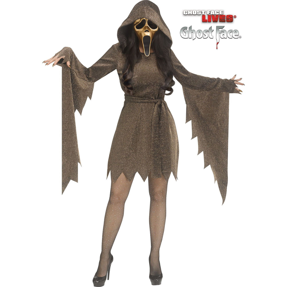 Gold Shimmer Ghost Face® - Adulto