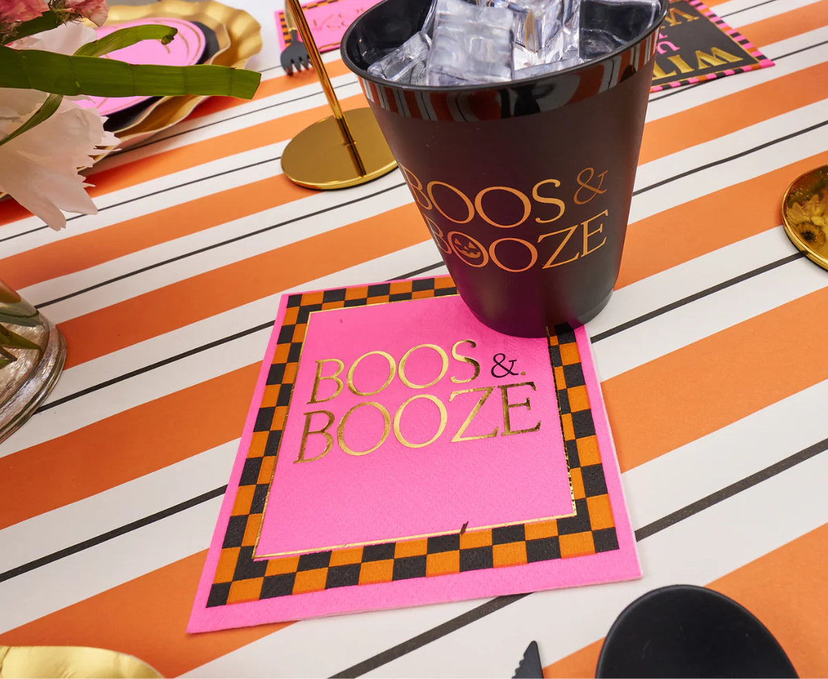 Servilleta de cóctel Boo Bold de 3 capas - Boos & Booze-5" Lámina dorada