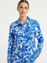 Blusa Estampada Flores Blanco-Azul- Noventa