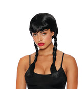 Peluca de trenza doble con flequillo
