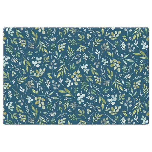 Estera de piso cómoda - Floral verde azulado