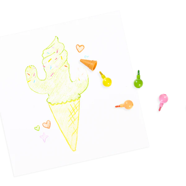 Crayones apilables Rainbow Scoops con aroma a vainilla y borrables