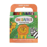 ¡Llévalo contigo! Libro para colorear y set de crayones - Safari - Set de 9 crayones