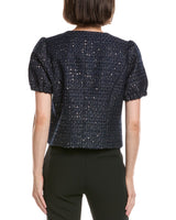 Tweed Cardigan Dark Navy/Silver - Nanette Lepore