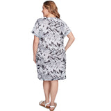 Vestido de punto con nudo delantero, estampado de hojas Batik, talla grande, negro multicolor - Ruby Rd