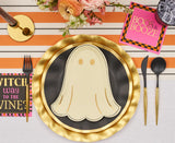 Plato de ensalada troquelado Boo Bold de 9" - Fantasma - Papel de oro