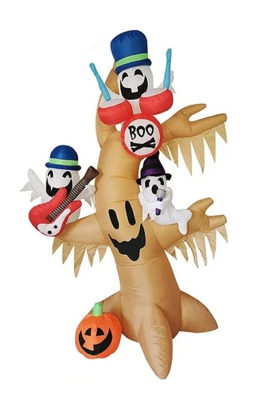Árbol inflable de Halloween de 2.4 m para exteriores con fantasmas y calabaza