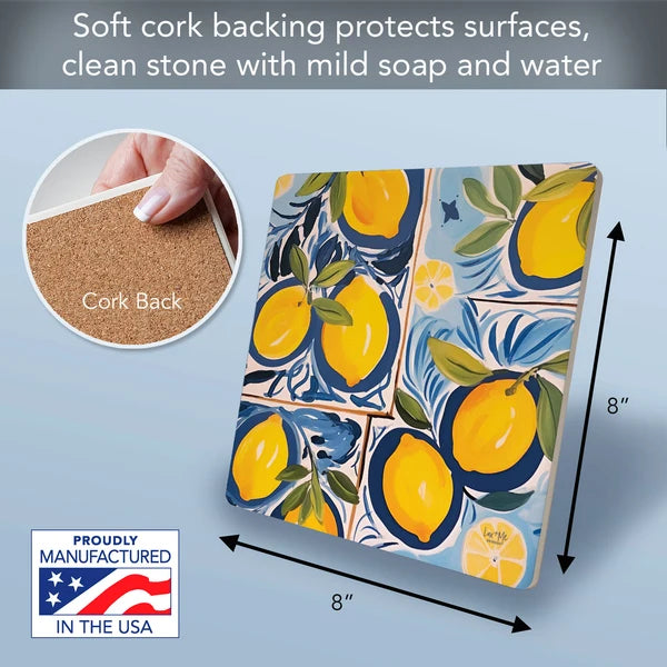 Cucina al Limone Square Straight Edge Trivet 8"x 8"