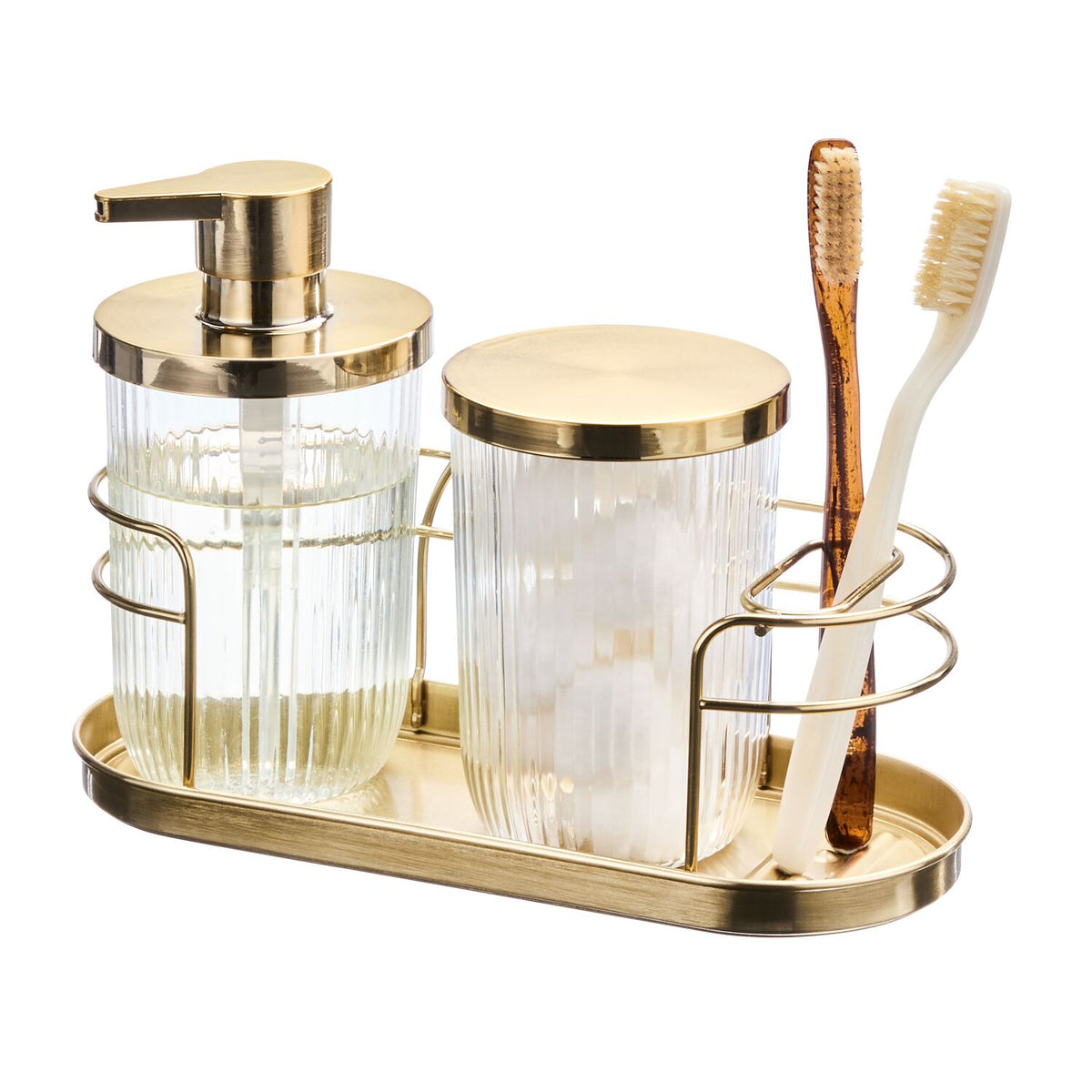 Soap Pump, Canister, Cage TB Holder Gold