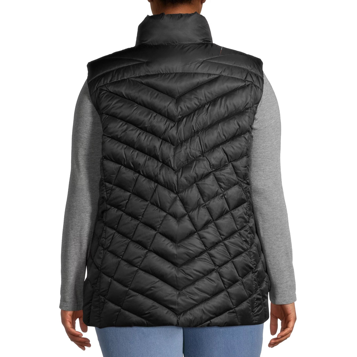 Chaleco de plumas acolchado con diseño de cheurón Plus Down Blend negro