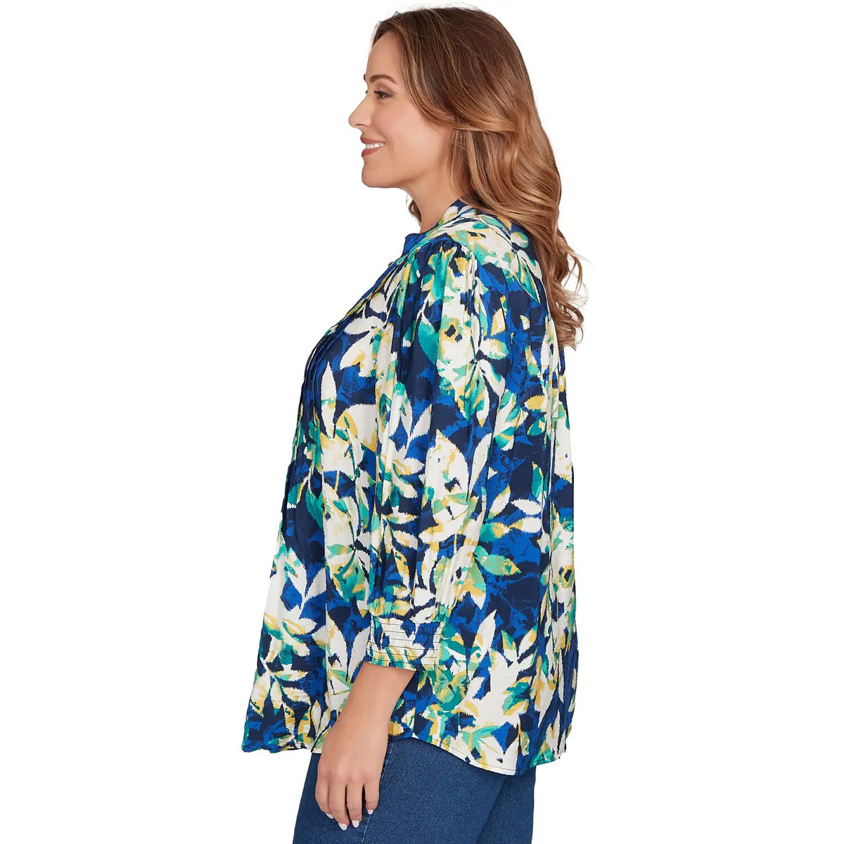 Blusa de gasa sedosa con botones y estampado floral talla grande - Ruby Rd