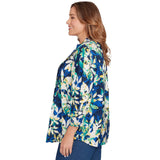 Blusa de gasa sedosa con botones y estampado floral talla grande - Ruby Rd