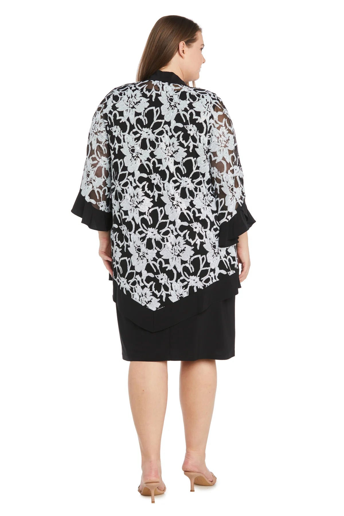 Vestido-chaqueta con estampado floral de lentejuelas - Tallas grandes - RM Richards