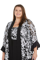 Vestido-chaqueta con estampado floral de lentejuelas - Tallas grandes - RM Richards