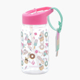 Botella de agua con pajita de 450 ml Buddy - Estampado de paletas con etiqueta