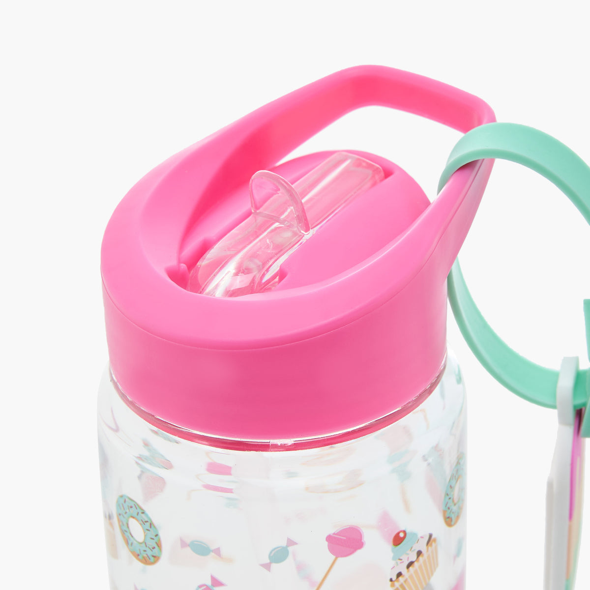 Botella de agua con pajita de 450 ml Buddy - Estampado de paletas con etiqueta