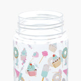Botella de agua con pajita de 450 ml Buddy - Estampado de paletas con etiqueta