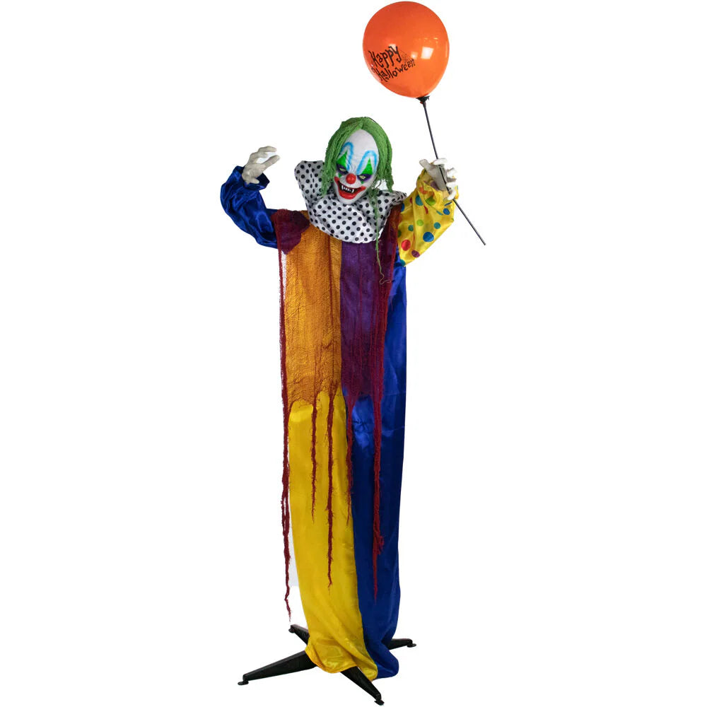 Payaso de pie de 75 pulgadas con boca grande temblorosa y globo