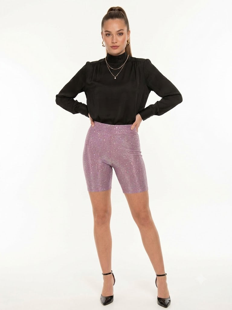 Pantalones Cortos de Ciclismo Superbrillantes Rosados