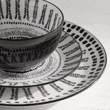 Juego de vajilla 12 piezas (platos) Blanco-Negro
