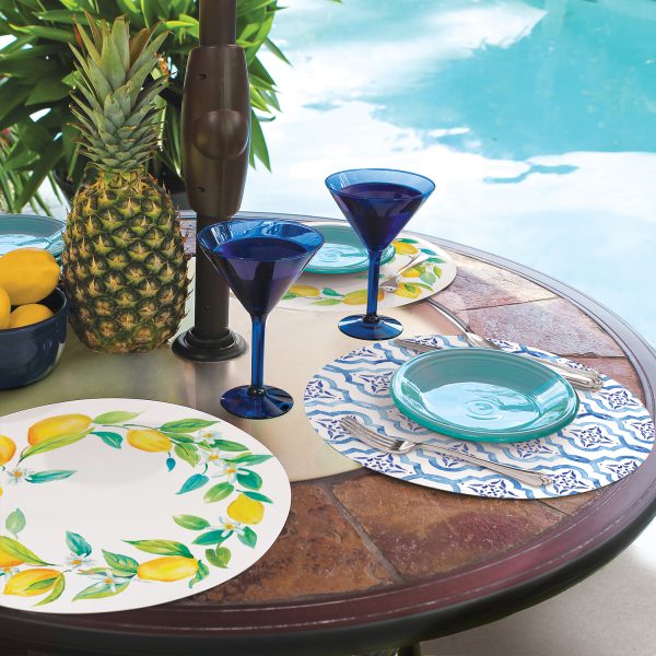 Mantel individual redondo reversible Lovely Lemons