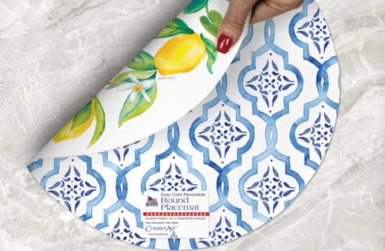 Mantel individual redondo reversible Lovely Lemons