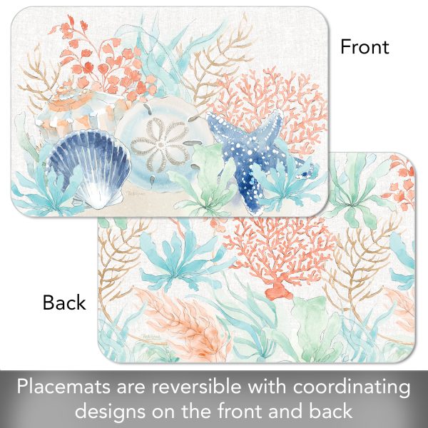 Seaside – Mantel individual rectangular reversible de fácil cuidado