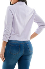 3Q Sleeve Crop Blazer Lavender - Nina Leonard