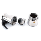 Cafetera espresso de acero inoxidable de 6 tazas