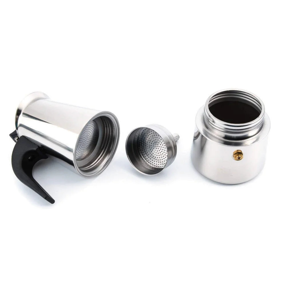 Cafetera espresso de acero inoxidable de 6 tazas