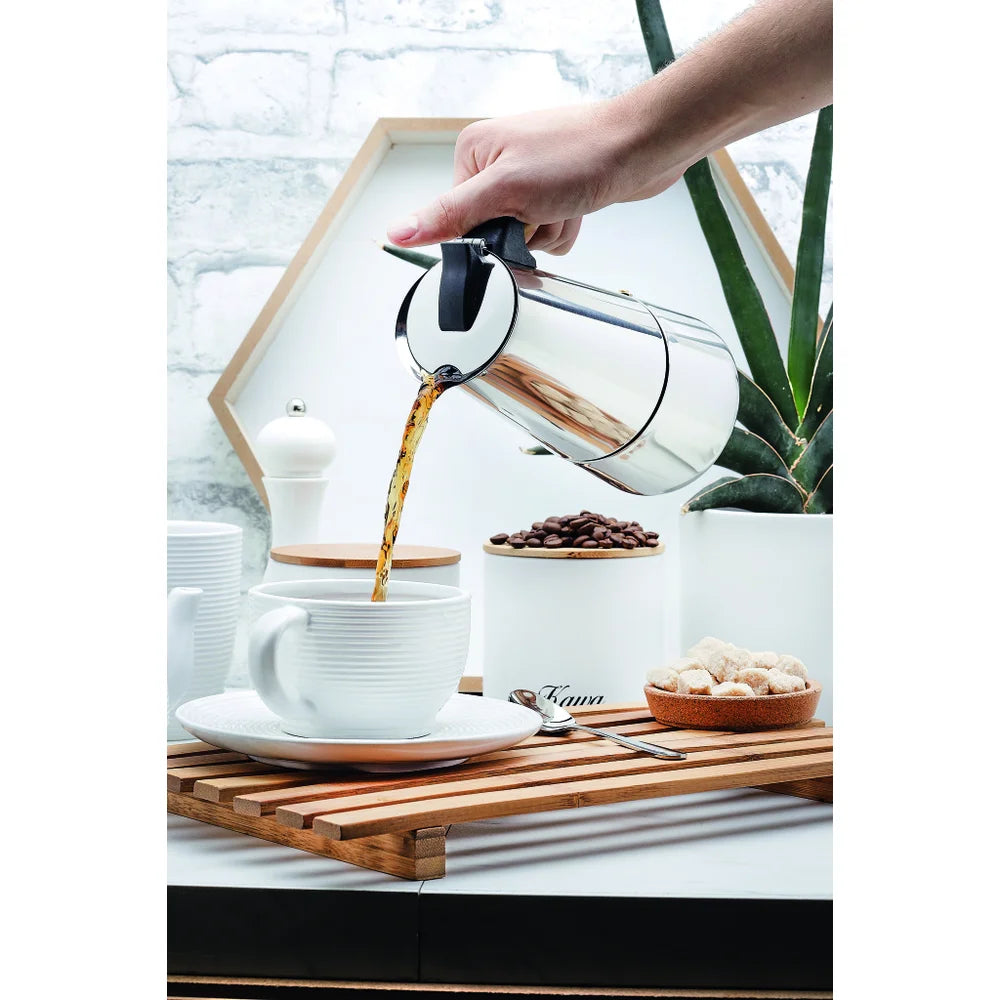 Cafetera espresso de acero inoxidable de 6 tazas