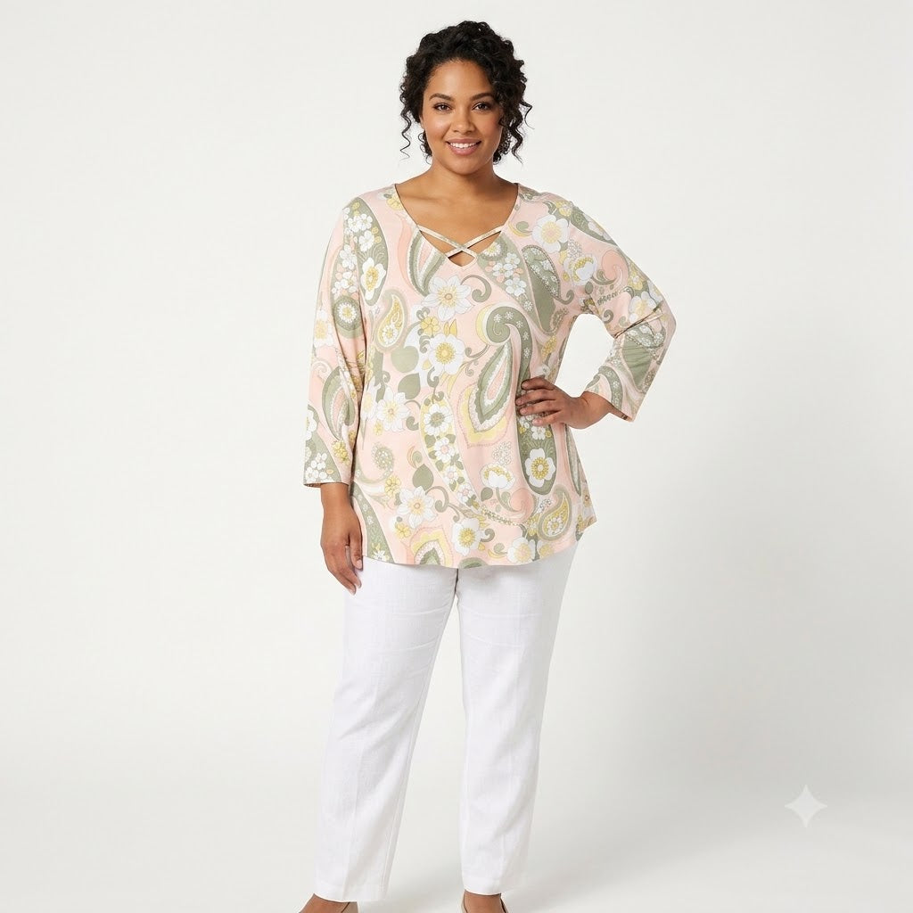 Blusa de diseño floral rosa multicolor Ruby Rd X