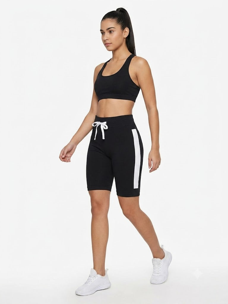 Pantalones cortos de ciclista sin costuras estampados blanco/negro