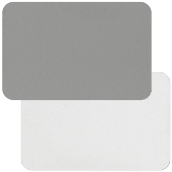 Gris/Blanco – Salvamanteles de PVC imitación cuero
